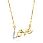 D12814205 1 Carry love with you always, in gold and diamonds. Necklace is 18 inches long and closes with a lobster clasp.