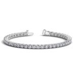 D2665793 1 Classic four prong 10 carat total weight diamond tennis bracelet showcasing perfectly matched brilliant round cut lab grown diamonds set in 14k white gold.