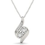 D31749445 1 This two stone round diamond pendant is a statement of unique elegance and beauty. Crafted in fine 14k white tone gold.