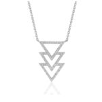 D37175845 1 A uniquely gorgeous triple triangle diamond pendant hangs from a 16 inches cable chain and secured with a lobster closure made of 14k white gold.