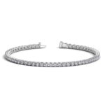 D42977971 1 Classic four prong 4 carat total weight diamond tennis bracelet showcasing perfectly matched brilliant round cut lab grown diamonds set in 14k white gold.