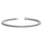 D61296491 1 Classic four prong 3 carat total weight diamond tennis bracelet showcasing perfectly matched brilliant round cut lab grown diamonds set in 14k white gold.