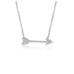 D73450375 1 Exuding, allure, and whimsey this diamond necklace showcase an arrow pendant and a 16 inches cable chain. Secured with a lobster lock and made of 14k white gold.
