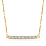 D89060795 1 This gold bar necklace with diamonds makes a statement with its simplicity and shine. Necklace is 18 inches long and closes with a lobster clasp.