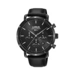 RT367HX9 Lorus RT367HX9 Men's Watch Chronograph, Quartz Watch, Stainless Steel Case, Leather Strap, Black