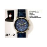 566 Corvett Men's Watch Chronograph CVT-567, Quartz Watch, Stainless Steel Case, Leather Strap