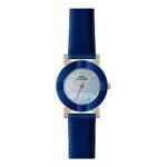 7957 0 Carlo Cantinaro CC3026 Ladies Watch, Quartz Watch, Metal Case, Leather Strap, Gold/Blue